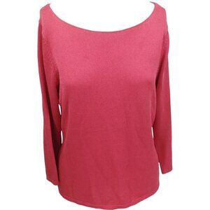 Eileen Fisher Lightweight 3/4 Sleeve Pink Sweater Size S Summer Classic Cotton
